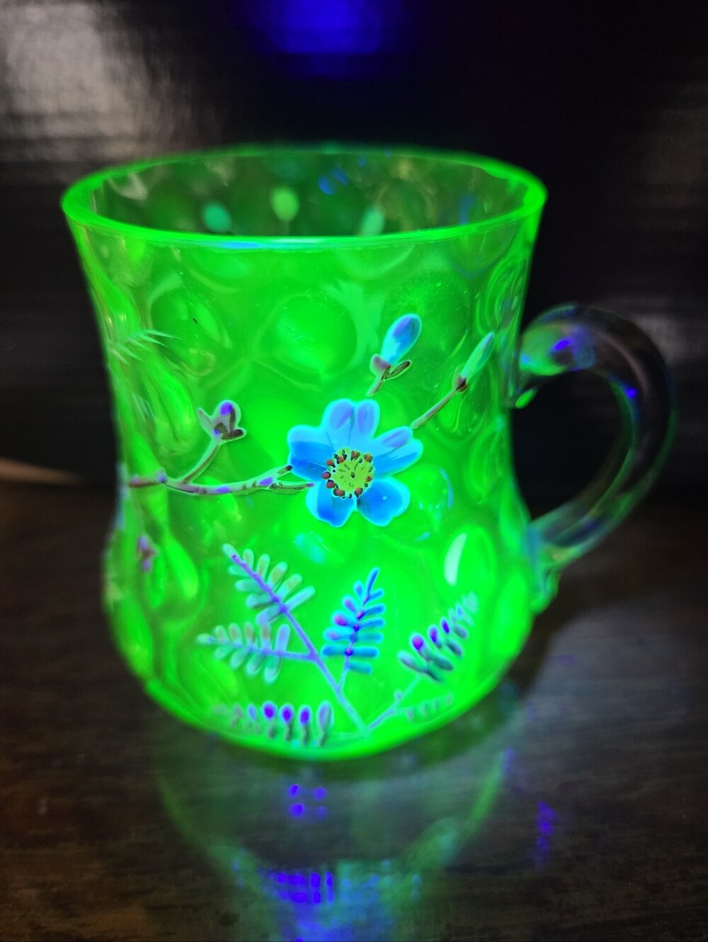 Antique Uranium Victorian Petite Handpainted Floral Cup